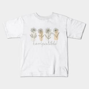 Compatible hand drawn flowers, inspirational meanings Kids T-Shirt